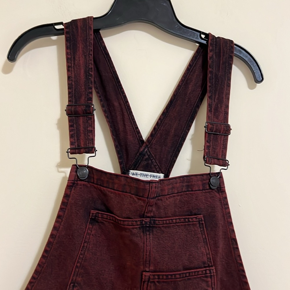 NEW Free people  Burgundy Corduroy Denim Overalls shortall romper size large - Picture 5 of 14